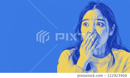 Woman Shocked by News Pop art aesthetics illustration. 122923908