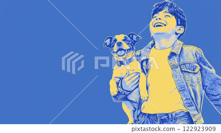 Child Excited About Pet Pop art aesthetics illustration. 122923909
