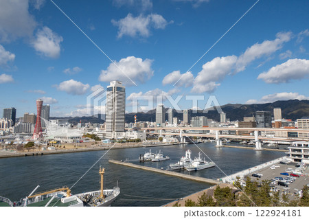 Kobe Harborland seen from the opposite bank Kobe Harborland seen from the opposite bank 122924181