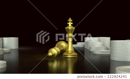 The Gold chess and coins for Business concept 3d Rendering. The Gold chess and coins for Business concept 3d Rendering. 122924241