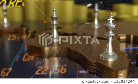 The King chess silver on world map for Business concept 3d Rendering. The King chess silver on world map for Business concept 3d Rendering. 122924244