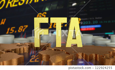 The FTA or Free Trade Area for Business concept 3d Rendering. 122924255
