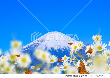 花田、蝴蝶、富士山 122924400