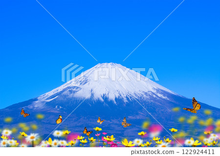 花田，蝴蝶，瓢蟲，富士山 122924411