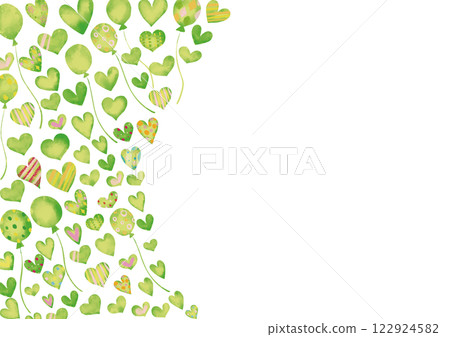 Watercolor style green heart frame 1 122924582