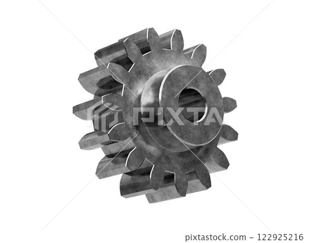 gear on metal shaft of automotive vehicle isolated on white background gear on metal shaft of automotive vehicle isolated on white background 122925216