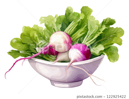 碗裡的蘿蔔水彩插圖 - AI 生成 122925422