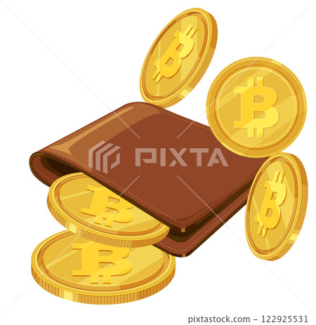 Digital Wallet with Bitcoin Coins Digital Wallet with Bitcoin Coins 122925531