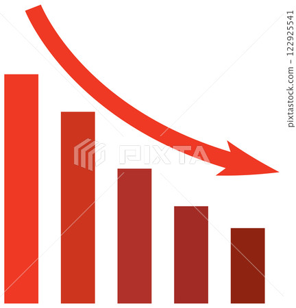 Declining Bar Graph with Red Arrow 122925541