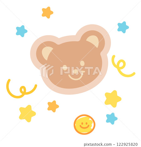 Teddy bear and star illustrations for animal, zoo, souvenir shop, cartoon, character, sticker, comic, mascot, cute patch, brooch, shirt print, kid doll, toy, fabric print, decoration, Chocolate's Day 122925820