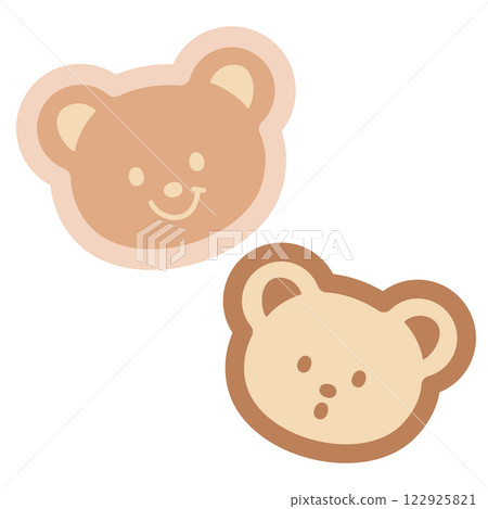 Two brown teddy bear illustrations for animal, zoo, souvenir shop, cartoon, character, sticker, comic, mascot, cute patch, brooch, shirt print, kid doll, toy, fabric print, decoration, Chocolate's Day 122925821