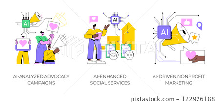 AI in volunteer organizations abstract concept vector illustrations. AI in volunteer organizations abstract concept vector illustrations. 122926188