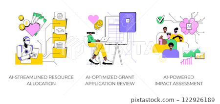 AI in Nonprofit and Social Impact abstract concept vector illustrations. 122926189