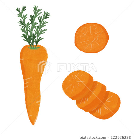 Hand-drawn color illustration set of various ways to cut carrots Hand-drawn color illustration set of various ways to cut carrots 122926228