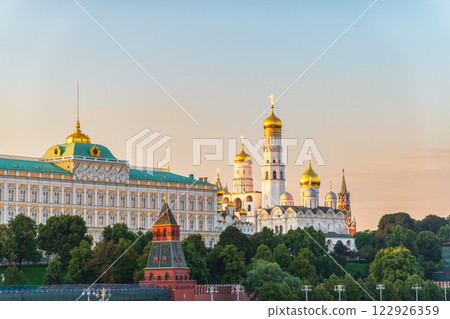 Grand Kremlin Palace. Ivan the Great Bell Tower on a summer day. Attractions of Russia. Panorama of Moscow. The capital of Russia on a summer day. Grand Kremlin Palace. Ivan the Great Bell Tower on a summer day. Attractions of Russia. Panorama of Moscow. The capital of Russia on a summer day. 122926359