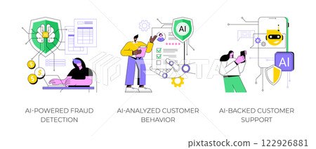 AI in Insurance Business abstract concept vector illustrations. AI in Insurance Business abstract concept vector illustrations. 122926881