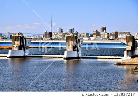 新行德橋 / 從江戶川洩洪道望向行德橋 / 行德活動堰 (千葉縣市川市) [2025.1] 122927217