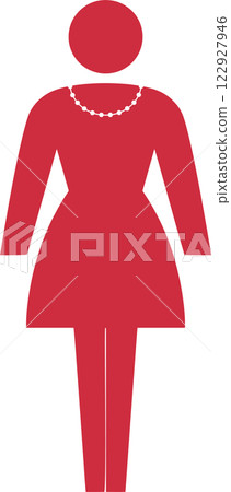 Red icon of a woman wearing a necklace Red icon of a woman wearing a necklace 122927946