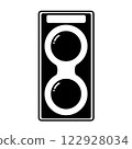Simple mechanical twin-lens reflex camera; film camera; line icon; illustration; silhouette 122928034