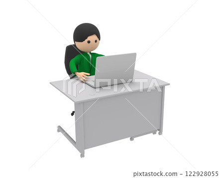A businessman at a desk operating a laptop A businessman at a desk operating a laptop 122928055