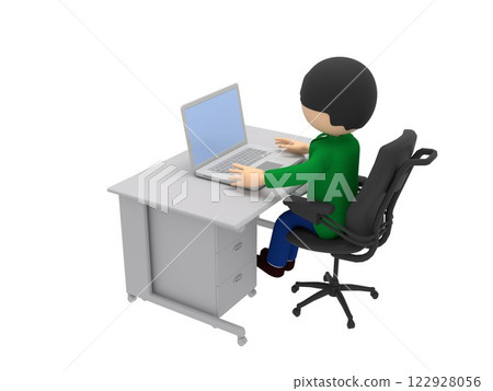 A businessman at a desk operating a laptop A businessman at a desk operating a laptop 122928056