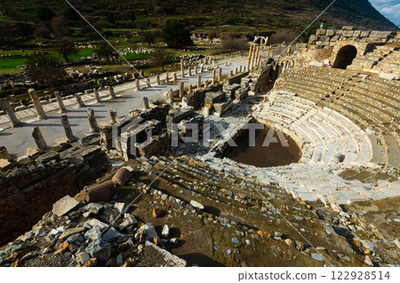 Archaeological ruins of Odeon or Little Theater near the State Agora in Ephesus, Turkey near Selcuk Archaeological ruins of Odeon or Little Theater near the State Agora in Ephesus, Turkey near Selcuk 122928514