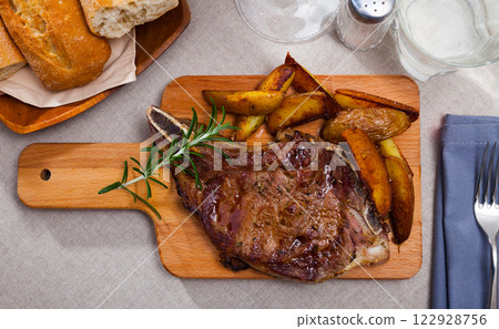 Top view of veal entrecote 122928756