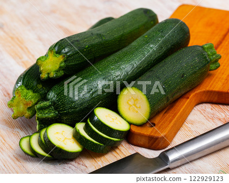 Courgettes with chopped slices 122929123