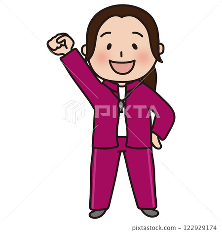 一位身穿運動衫的女體育老師正在揮拳 一位身穿運動衫的女體育老師正在揮拳 122929174