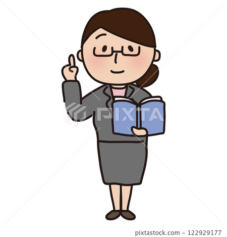 一位身著西裝，戴著眼鏡的女老師 122929177