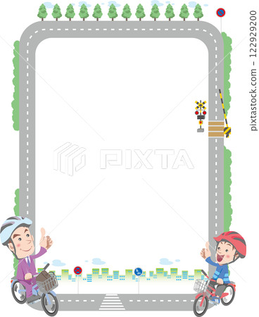 交通安全<城市道路、自行車、鐵路道口等的框架,垂直位置> 交通安全<城市道路、自行車、鐵路道口等的框架,垂直位置> 122929200