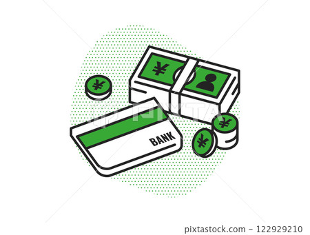 銀行存摺和金錢圖像插圖 122929210