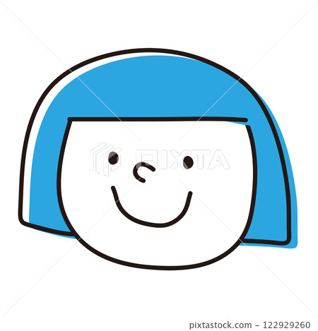 The face of a girl with a blue bob The face of a girl with a blue bob 122929260