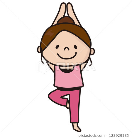 A woman who poses a yoga tree A woman who poses a yoga tree 122929385