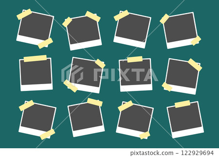 Graduation album, Polaroid photo, frame, blackboard, illustration set 122929694