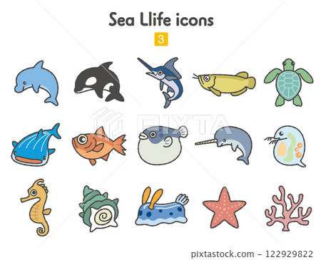 海洋生物圖示集合 3 海洋生物圖示集合 3 122929822