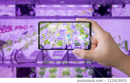Agriculture technology with smart farm connect to mobile phone 122929935
