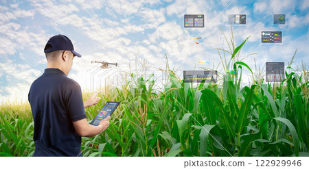 Agriculture technology concept with agricultural engineer work with drone 122929946