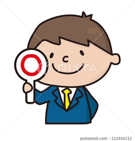 一個新進員工男孩豎起大拇指 122930112