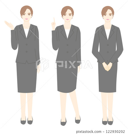插圖集穿著西裝的女人的全身姿勢 插圖集穿著西裝的女人的全身姿勢 122930202