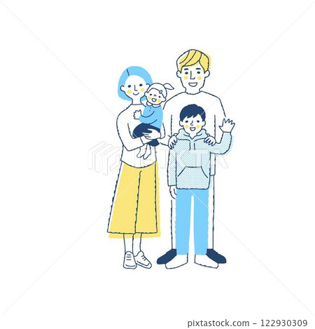 Smiling family of four people Smiling family of four people 122930309