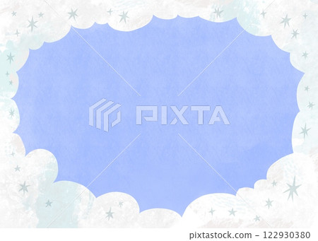 A fairytale frame background material of blue sky, clouds and stars A fairytale frame background material of blue sky, clouds and stars 122930380