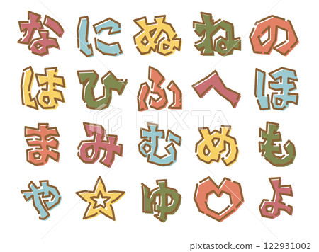 Irregularly angular characters: Hiragana na-yo Irregularly angular characters: Hiragana na-yo 122931002