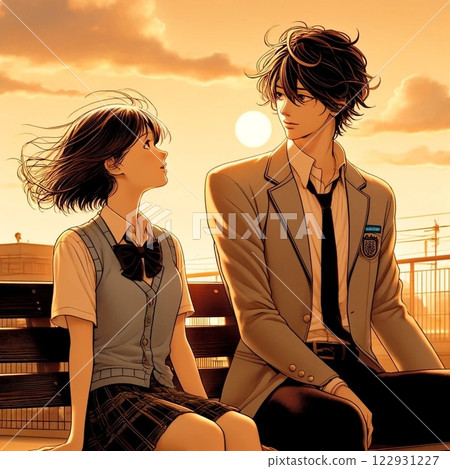 High school couple looking at each other 122931227