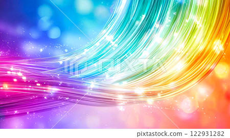 Vividly glowing fiber optic waves in abstract layers, representing the data layers that drive modern 122931282
