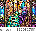 Beautiful peacock stained glass 122931765