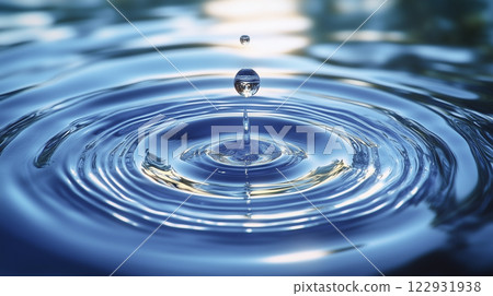 Ripples. Drops on the surface of the water. 122931938