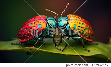 Insects mating (dock bug). Generative AI 122932547