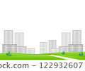 帶有一排排公寓大樓的城市景觀背景插圖 122932607