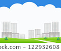 帶有一排排公寓大樓的城市景觀背景插圖 122932608